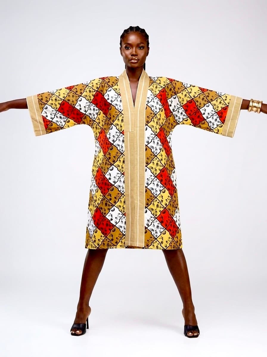 MUSTARD MOSAIC DRESS (ANKARA)