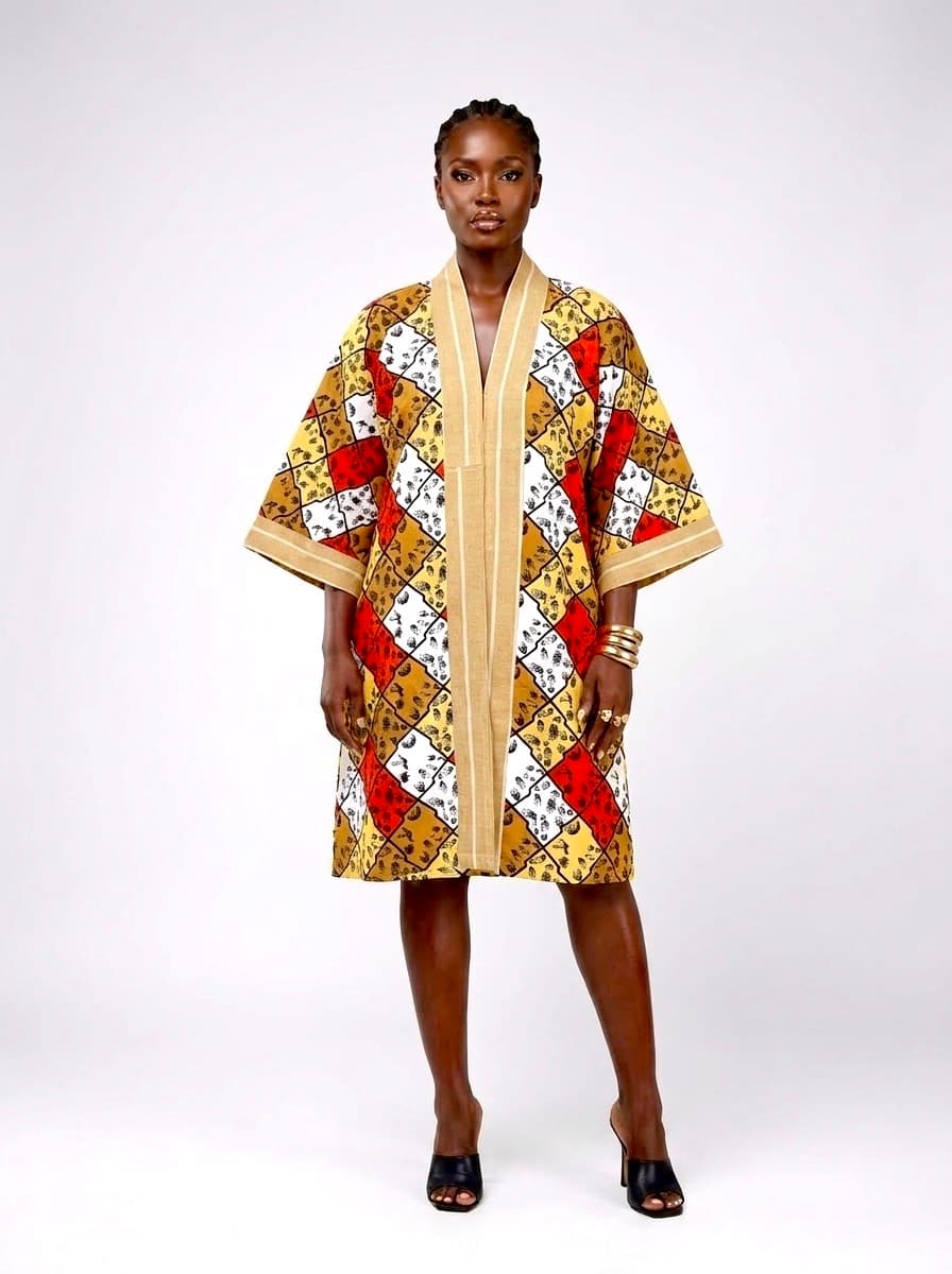 MUSTARD MOSAIC DRESS (ANKARA)